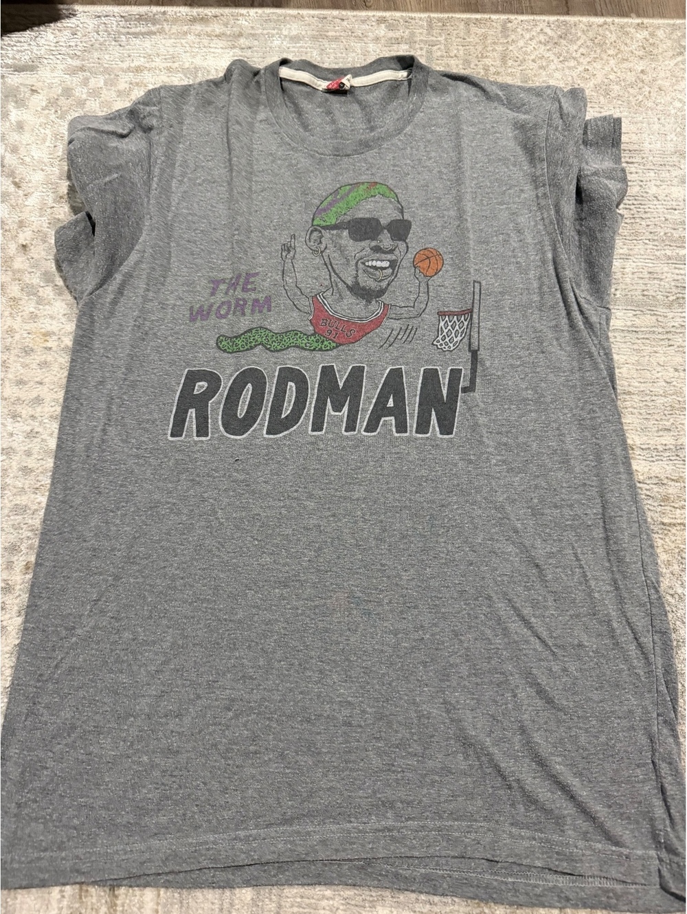 Homage Dennis Rodman The Worm Graphic T-Shirt Large Gray